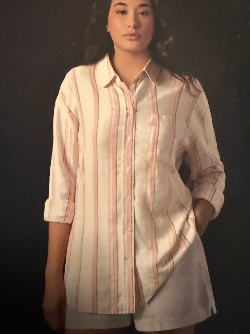 GAP Pink and Cream Striped Button-Down Shirt